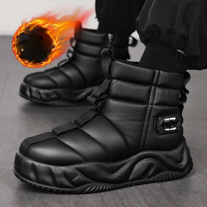 Winter Warm Snow Boots 2024 Men's Fashion Plush Warm Comfortable Anti Slip Thick Sole Cotton Shoes Outdoor Vacation Casual Shoes